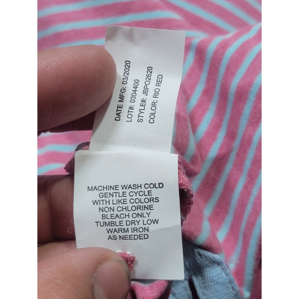 Johnnie-O Boys Hangin Out Striped Polo Shirt Lot of 2 Pink Blue Size 10 JBP02620 - Picture 4 of 12